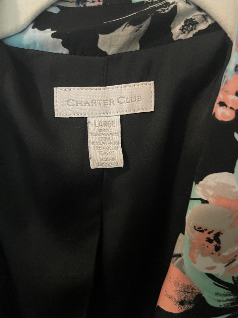 Charter Club Black Blazer with Pastel Floral Print - Picture 2 of 4